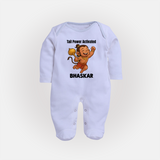 Tail Power Activated – Personalized Baby Fullbody Suit - BABY BLUE - New Born (Chest 7.5")