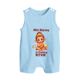 Mini Bajrang in Training – Personalized Baby Romper Suit - BABY BLUE - New Born (Chest 18")