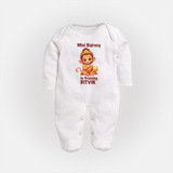 Mini Bajrang in Training – Personalized Baby Fullbody Suit - WHITE - New Born (Chest 7.5")
