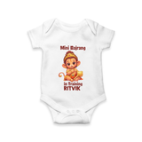 Mini Bajrang in Training – Personalized Baby Romper - WHITE - New Born (Chest 14")