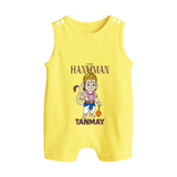 Lord Hanuman – Personalized Baby Romper Suit - PASTEL YELLOW - New Born (Chest 18")