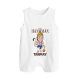 Lord Hanuman – Personalized Baby Romper Suit - WHITE - New Born (Chest 18")