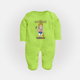 Lord Hanuman – Personalized Baby Fullbody Suit - LIME GREEN - New Born (Chest 7.5")