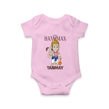 Lord Hanuman – Personalized Baby Romper - BABY PINK - New Born (Chest 14")