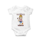 Lord Hanuman – Personalized Baby Romper - WHITE - New Born (Chest 14")