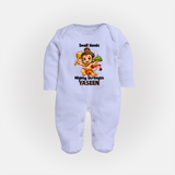Small Hands Mighty Strength – Personalized Baby Fullbody Suit - BABY BLUE - New Born (Chest 7.5")