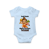 Small Hands Mighty Strength – Personalized Baby Romper - BABY BLUE - New Born (Chest 14")