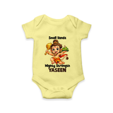 Small Hands Mighty Strength – Personalized Baby Romper - PASTEL YELLOW - New Born (Chest 14")