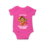 Small Hands Mighty Strength – Personalized Baby Romper - HOT PINK - New Born (Chest 14")