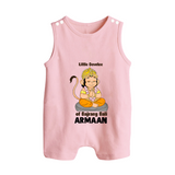 Little Devotee of Bajrang Bali – Personalized Baby Romper Suit - BABY PINK - New Born (Chest 18")
