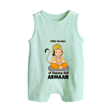 Little Devotee of Bajrang Bali – Personalized Baby Romper Suit - MINT GREEN - New Born (Chest 18")