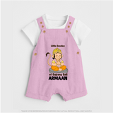 Little Devotee of Bajrang Bali – Personalized Baby Dungaree - BABY PINK - 0 - 5 Months Old (Chest 18")