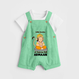 Little Devotee of Bajrang Bali – Personalized Baby Dungaree - GREEN - 0 - 5 Months Old (Chest 18")