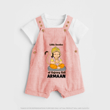 Little Devotee of Bajrang Bali – Personalized Baby Dungaree - PEACH - 0 - 5 Months Old (Chest 18")