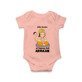 Little Devotee of Bajrang Bali – Personalized Baby Romper - PEACH - New Born (Chest 14")