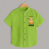 Little Devotee of Bajrang Bali – Personalized Shirt - LIME GREEN - 0 - 6 Months Old (Chest 23")