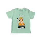 Little Devotee of Bajrang Bali – Personalized Baby T-Shirt - MINT GREEN - 0-5 Months Old (Chest 17")
