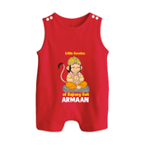 Little Devotee of Bajrang Bali – Personalized Baby Romper Suit - RED - New Born (Chest 18")