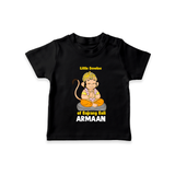 Little Devotee of Bajrang Bali – Personalized Baby T-Shirt - BLACK - 0-5 Months Old (Chest 17")