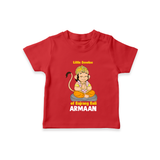 Little Devotee of Bajrang Bali – Personalized Baby T-Shirt - RED - 0-5 Months Old (Chest 17")