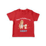 1st Birthday Wish to Dad from Baby | Printed T-Shirt - RED - 0-5 Months Old (Chest 17")