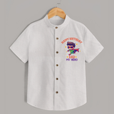 Newborn Shirt - Happy Birthday Dad | Soft Cotton Comfort - WHITE - 0 - 6 Months Old (Chest 23")