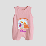 Daddy Birthday Romper/Sleeveless Romper for Babies | Soft & Breathable Cotton Playsuit/Romper Suit - BABY PINK - 0 - 5 Months Old (Chest 18")