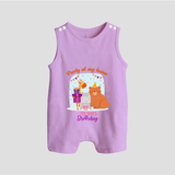 Daddy Birthday Romper/Sleeveless Romper for Babies | Soft & Breathable Cotton Playsuit/Romper Suit - LILAC - 0 - 5 Months Old (Chest 18")