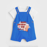 Baby's First Wish for Dad | Happy Birthday Dungaree Set | Adorable Baby Dungaree Set Outfit - COBALT BLUE - 0 - 5 Months Old (Chest 18")