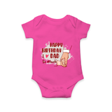 BabyÕs First Wish for Dad | Happy Birthday Romper | Adorable Baby Bodysuit/Onesie Outfit - HOT PINK - 0 - 3 Months Old (Chest 16")
