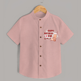 Baby's First Wish for Dad | Happy Birthday Shirt | Adorable Baby Shirt Outfit - PEACH - 0 - 6 Months Old (Chest 23")