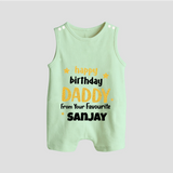 Baby's First Wish for Dad | Happy Birthday Romper/Sleeveless Romper | Name Print Available - MINT GREEN - 0 - 5 Months Old (Chest 18")