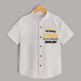 Baby's First Wish for Dad | Happy Birthday Shirt | Name Print Available - WHITE - 0 - 6 Months Old (Chest 23")
