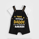 Baby's First Wish for Dad | Happy Birthday Dungaree Set | Name Print Available - BLACK - 0 - 5 Months Old (Chest 18")