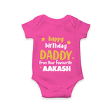 BabyÕs First Wish for Dad | Happy Birthday Romper/Onesie | Name Print Available - HOT PINK - 0 - 3 Months Old (Chest 16")