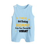 Baby's First Wish for Mom | Happy Birthday Playsuit/Romper Suit Romper | Name Print Available - BABY BLUE - 0 - 5 Months Old (Chest 18")