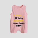 Baby's First Wish for Mom | Happy Birthday Playsuit/Romper Suit Romper | Name Print Available - BABY PINK - 0 - 5 Months Old (Chest 18")
