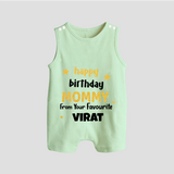 Baby's First Wish for Mom | Happy Birthday Playsuit/Romper Suit Romper | Name Print Available - MINT GREEN - 0 - 5 Months Old (Chest 18")