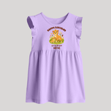1st Birthday Wish for Mom from Baby | Cotton Printed Baby Frock - LILAC - 0 - 3 Months Old (Chest 17")