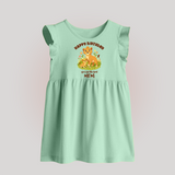 1st Birthday Wish for Mom from Baby | Cotton Printed Baby Frock - MINT GREEN - 0 - 3 Months Old (Chest 17")