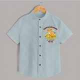 1st Birthday Wish for Mom from Baby | Cotton Printed Shirt - ARCTIC BLUE - 0 - 6 Months Old (Chest 23")