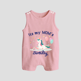 Newborn Romper/Sleeveless Romper with Happy Birthday Mom Print | Keepsake Gift Idea - BABY PINK - 0 - 5 Months Old (Chest 18")