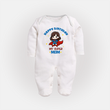 Baby Sleep Suit/Full Sleeve Romper for Mommy's Big Day | Unique Birthday Gift - WHITE - New Born (Chest 7.5")