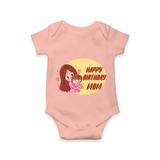 BabyÕs First Gift to Mom | Happy Birthday Romper/Onesie | Perfect for Photos - PEACH - 0 - 3 Months Old (Chest 16")