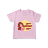 Baby's First Gift to Mom | Happy Birthday T-Shirt | Perfect for Photos - BABY PINK - 0-5 Months Old (Chest 17")