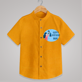 Happy Birthday Mom Baby Shirt | Soft Cotton Outfit for Newborns - CHROME YELLOW - 0 - 6 Months Old (Chest 23")