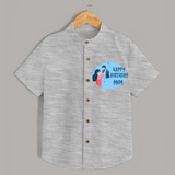 Happy Birthday Mom Baby Shirt | Soft Cotton Outfit for Newborns - GREY - 0 - 6 Months Old (Chest 23")
