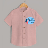 Happy Birthday Mom Baby Shirt | Soft Cotton Outfit for Newborns - PEACH - 0 - 6 Months Old (Chest 23")