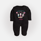 Baby Sleep Suit/Jumpsuit/Bodysuit for Mommy's Birthday | Soft Cotton Outfit for Newborns - BLACK - New Born (Chest 7.5")