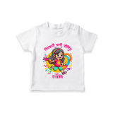 Personalized Holi Girl T-Shirt – “Rangon Wali Masti” Custom Name Kids T-Shirt - WHITE - 0-5 Months Old (Chest 17")